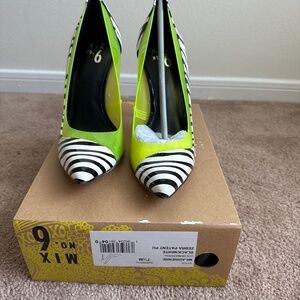 Mix 6 Lime/ Zebra  Patent Pumbs